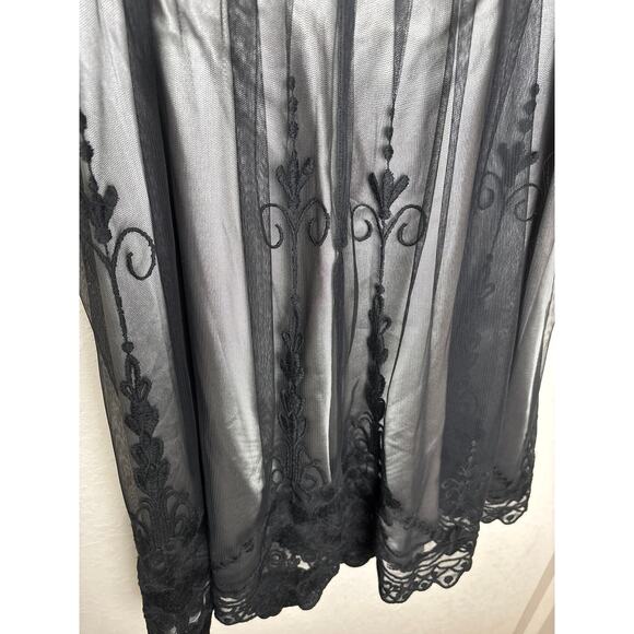 SL Fashions Black & Silver Babydoll Sheer Lace Cocktail Dress | Size 14 - Picture 9 of 13